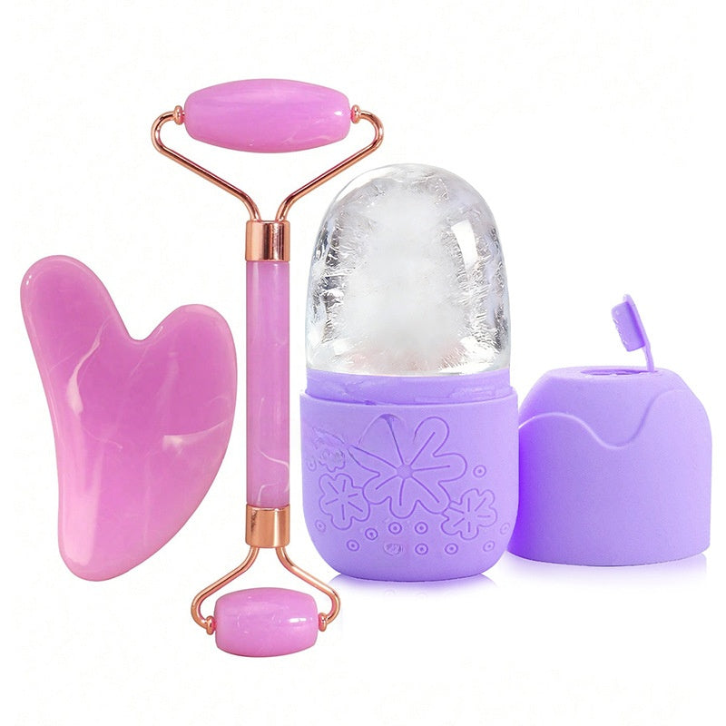 ClearSkin Pink Ice Roller & Facial Scraper Set (3-Piece)