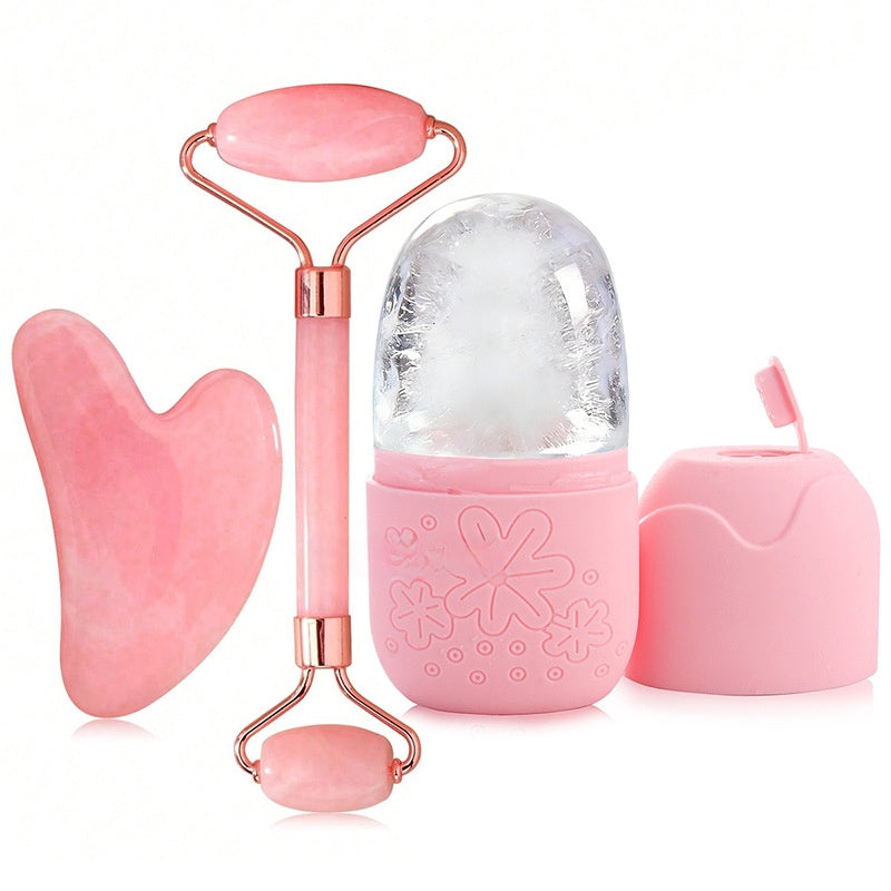 ClearSkin Pink Ice Roller & Facial Scraper Set (3-Piece)