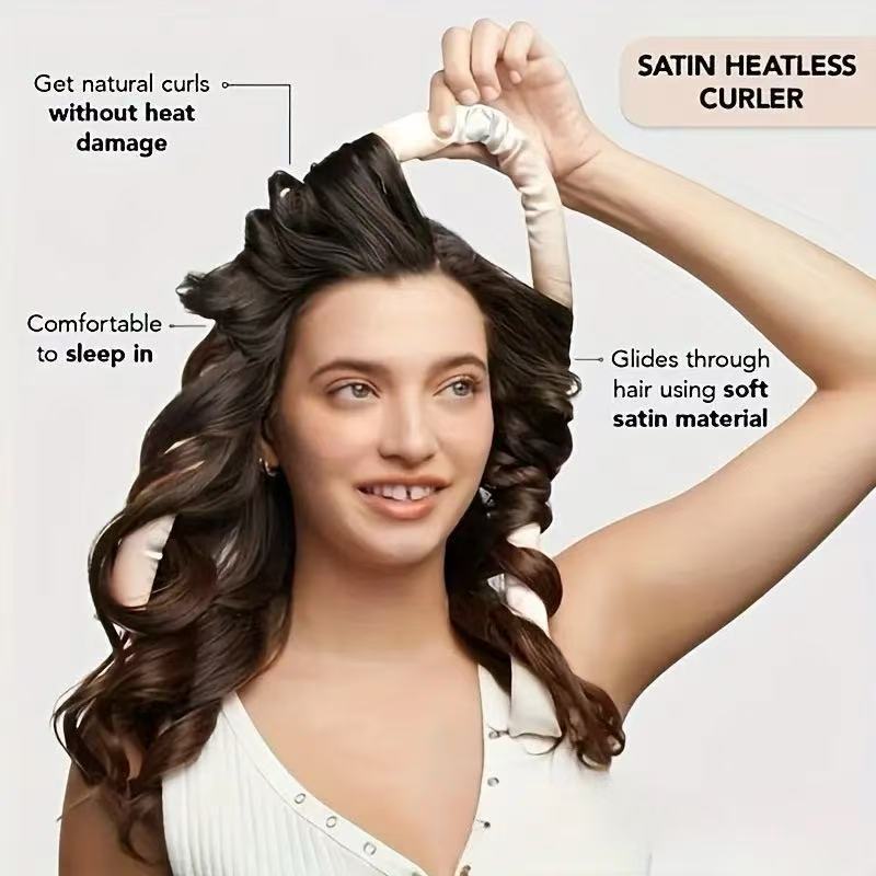 Satin Tie-Dye Heatless Hair Curling Rod Set