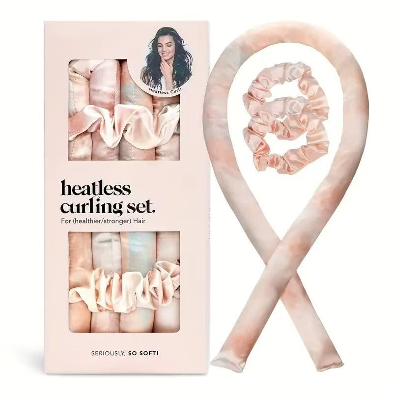Satin Tie-Dye Heatless Hair Curling Rod Set